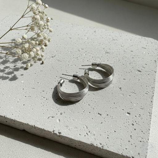 Layered Hoop Earrings - Silver